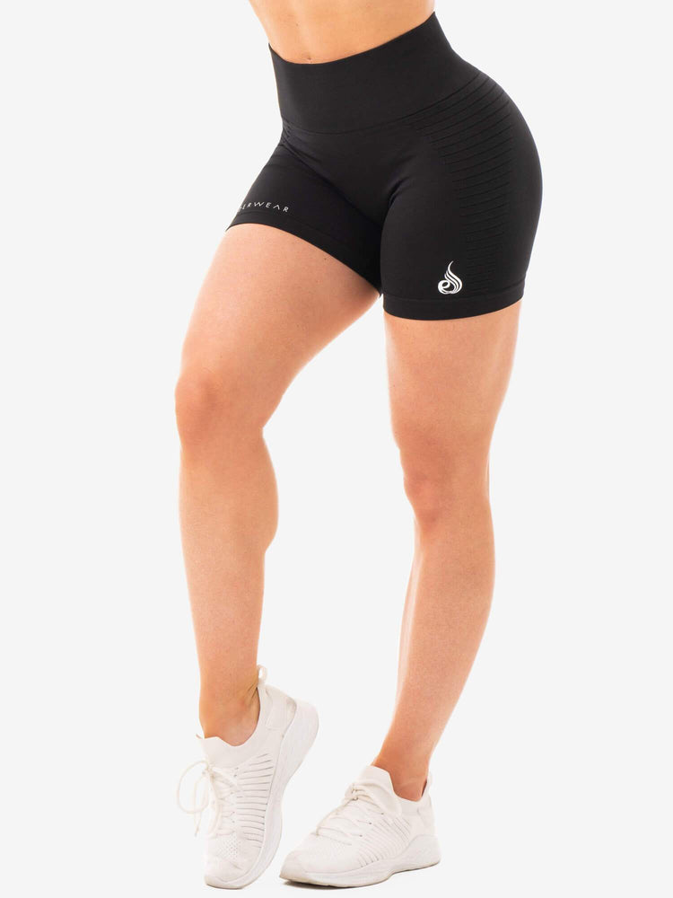 Bermudas Ryderwear Geo Seamless High Waisted Mujer Negros | CSZDU3276