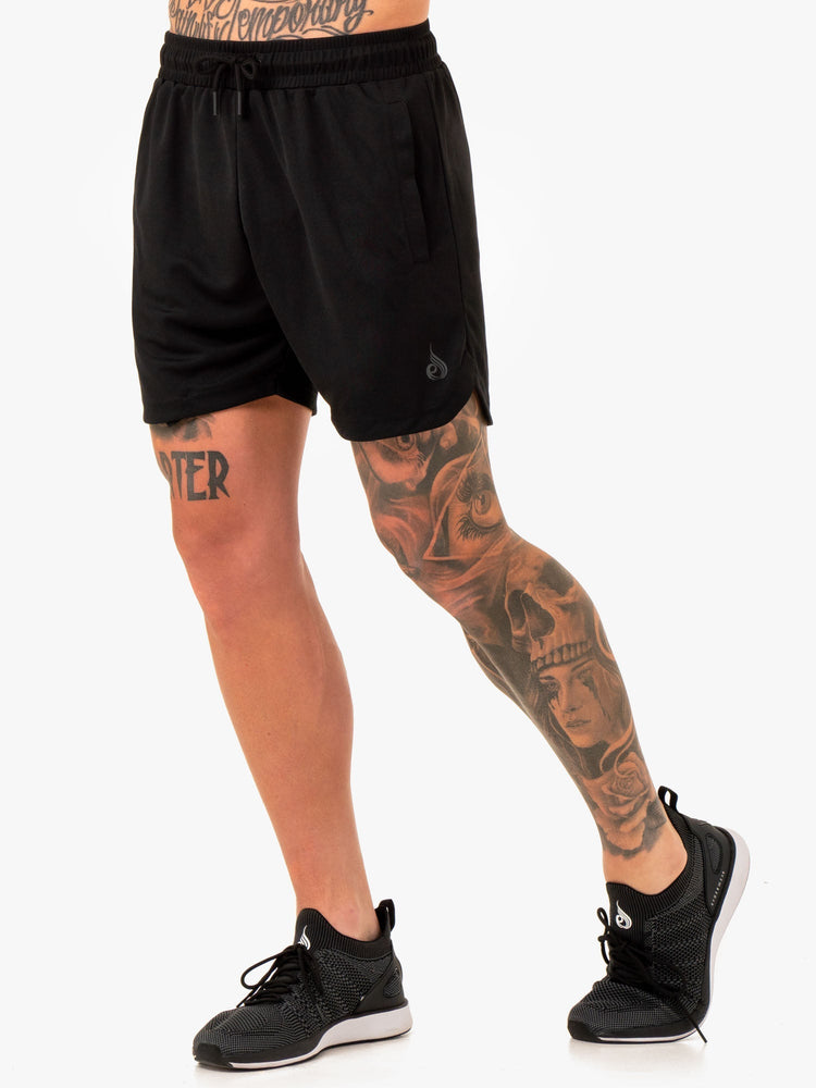 Bermudas Ryderwear Mesh Entrenamiento Hombre Negros | BJHNM8637