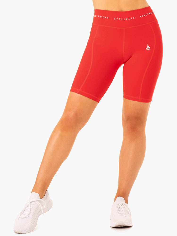 Bermudas Ryderwear Reflex High Waisted Bike Mujer Rojos | HENSQ3812