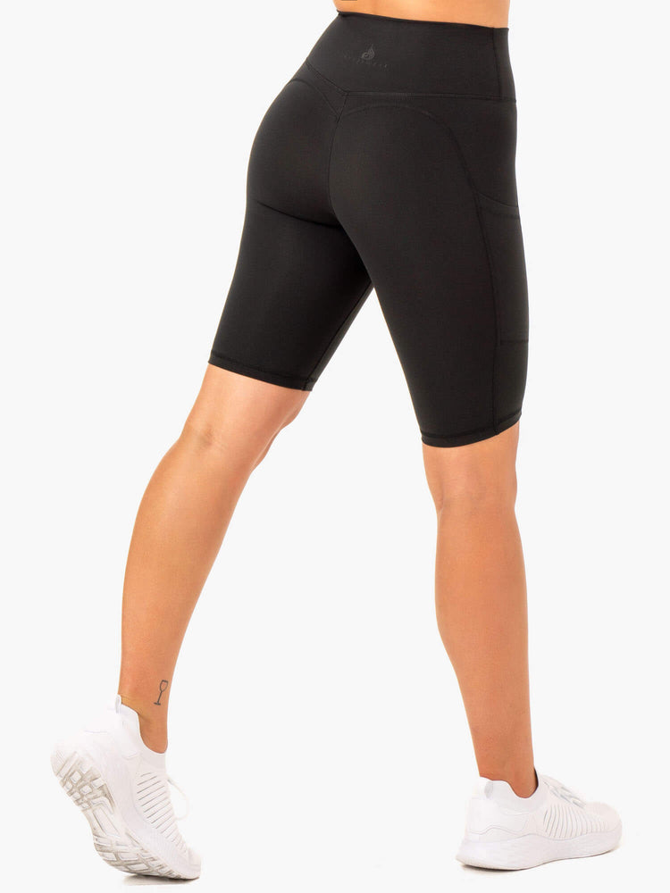 Bermudas Ryderwear Reset High Waisted Pocket Bike Mujer Negros | FYXGM7261
