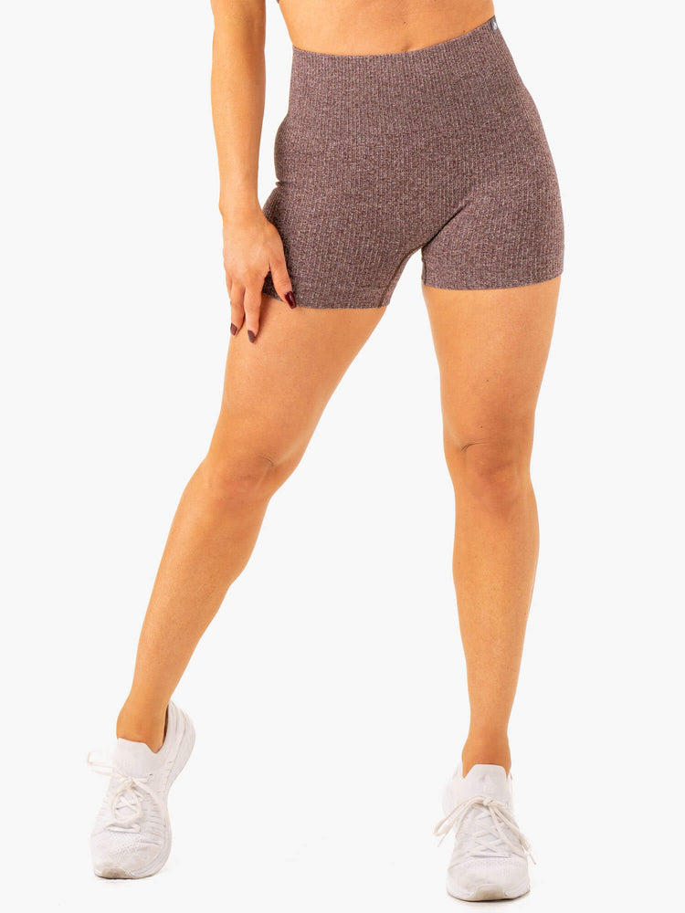 Bermudas Ryderwear Rib Seamless Mujer Chocolate | EWFRY3597