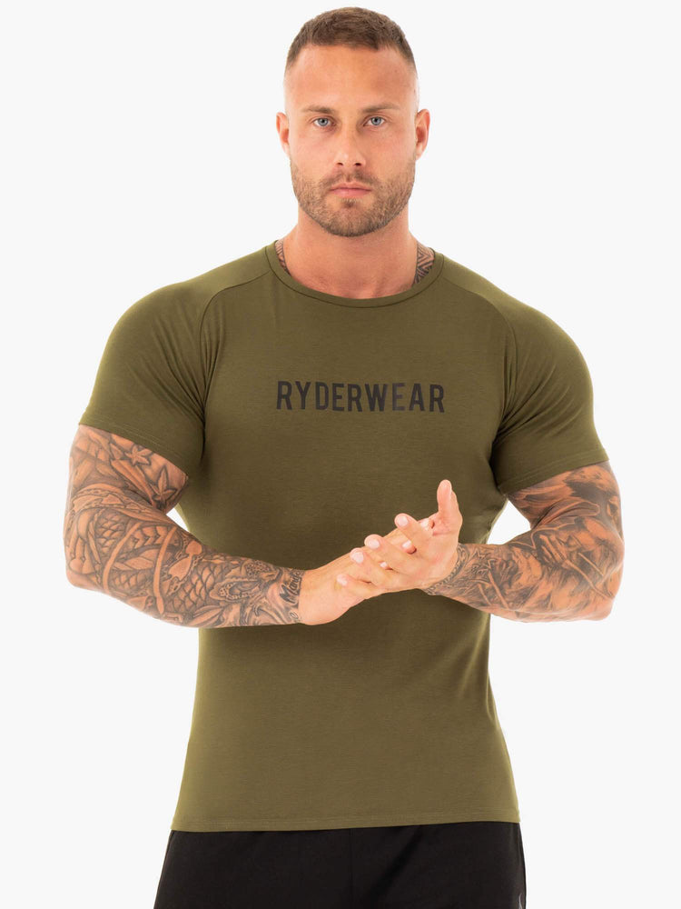 Camiseta Ryderwear Active Hombre Kaki | ASUGC7094
