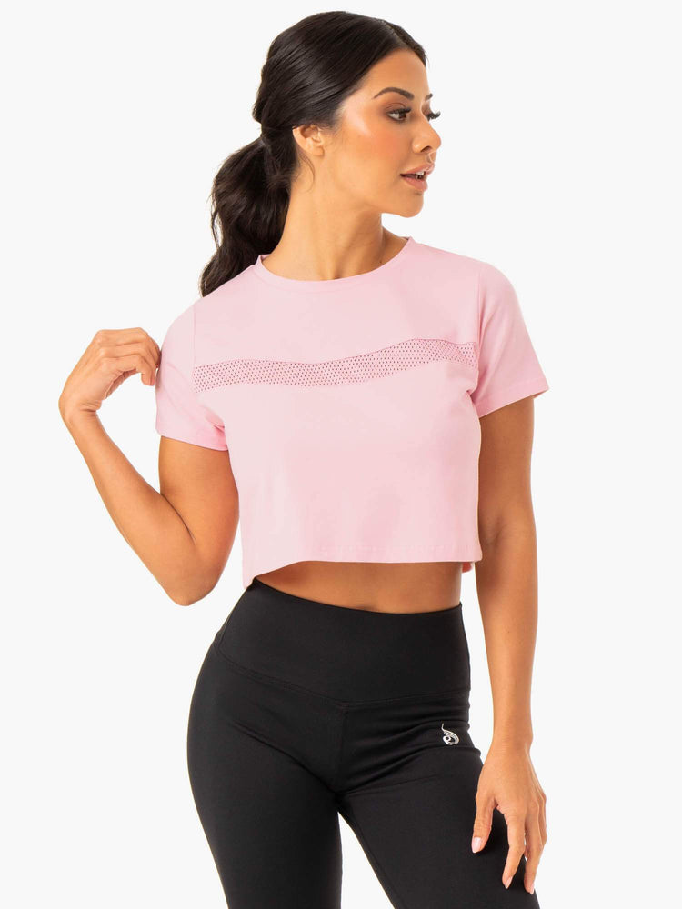 Camiseta Ryderwear Híbrido Mesh Mujer Rosas | TILRP8394