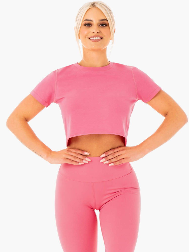 Camiseta Ryderwear Motion Cropped Mujer Rosas | JONPU6501
