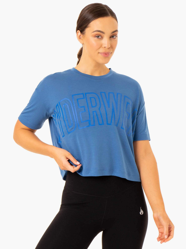 Camiseta Ryderwear Replay Boxy Mujer Azules | SEAJN5937