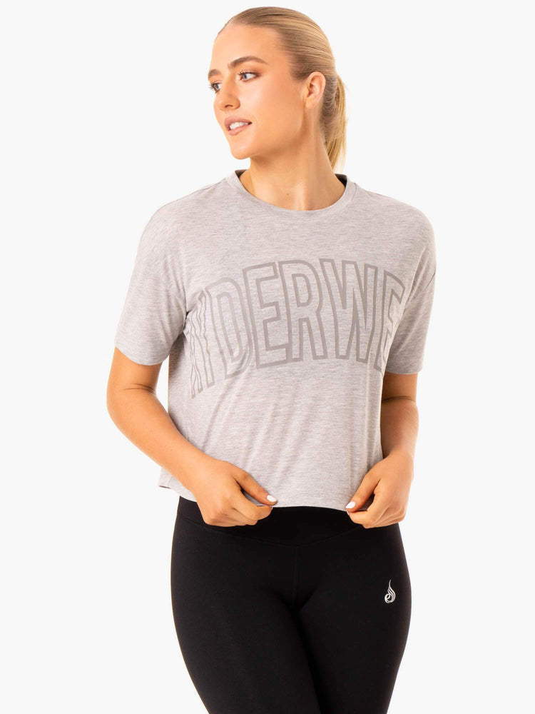 Camiseta Ryderwear Replay Boxy Mujer Grises | TCVBR7698