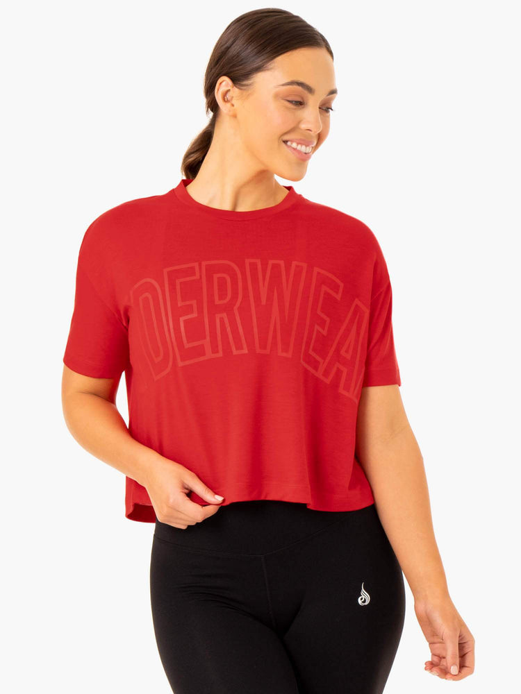 Camiseta Ryderwear Replay Boxy Mujer Rojos | XTWMQ0189