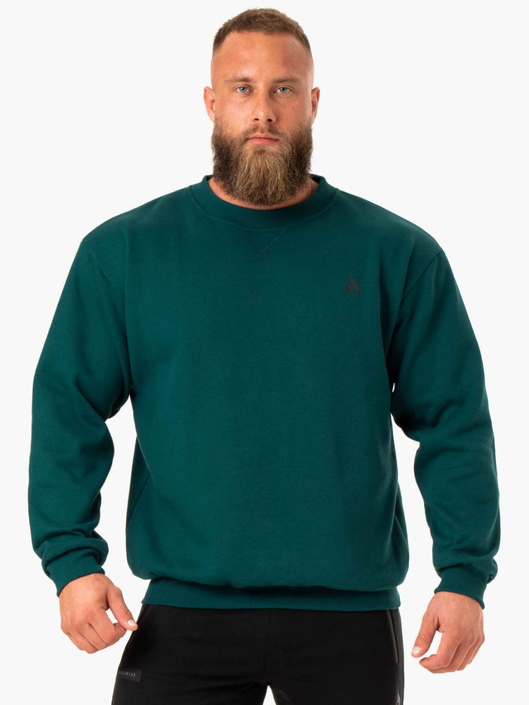 Camiseta Ryderwear Reset Fleece Crew Neck Hombre Turquesa | DGBHL2369