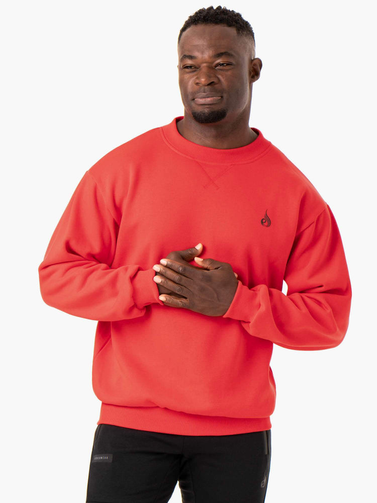 Camiseta Ryderwear Reset Fleece Crew Neck Hombre Rojos | XCEZP7132