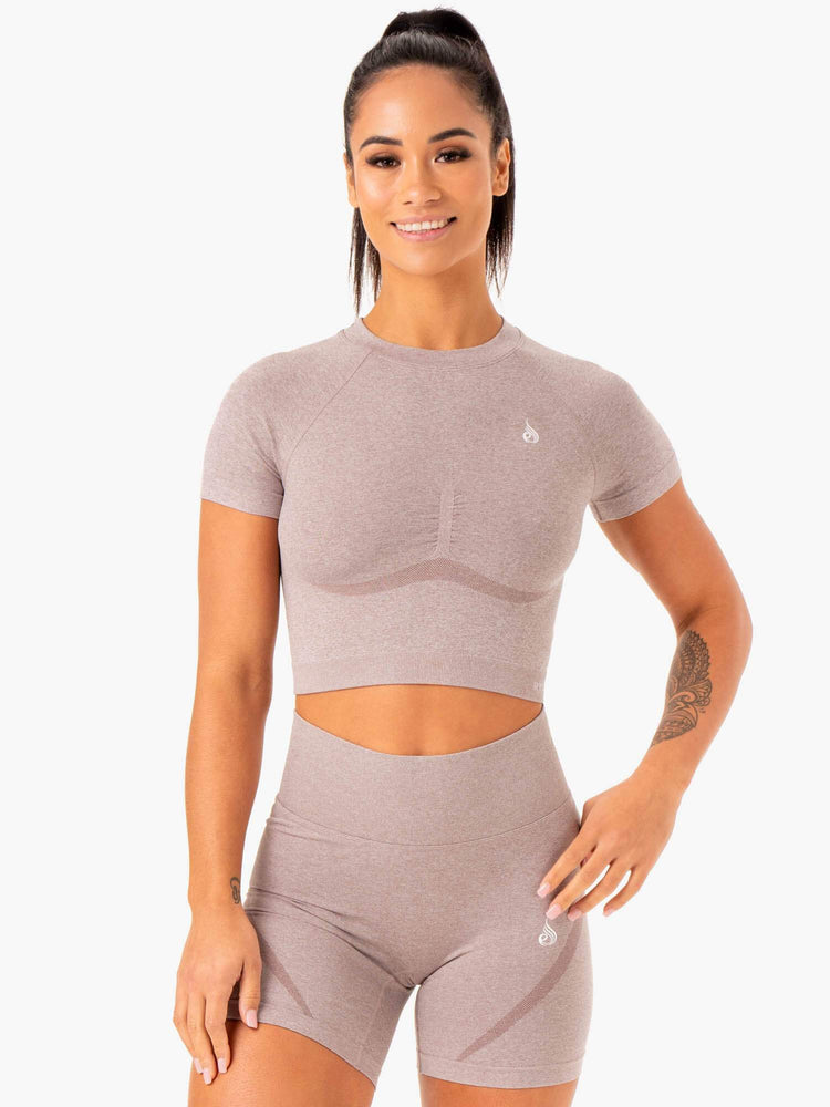 Camiseta Ryderwear Sculpt Seamless Mujer Marrom Claro | FSYTE9640