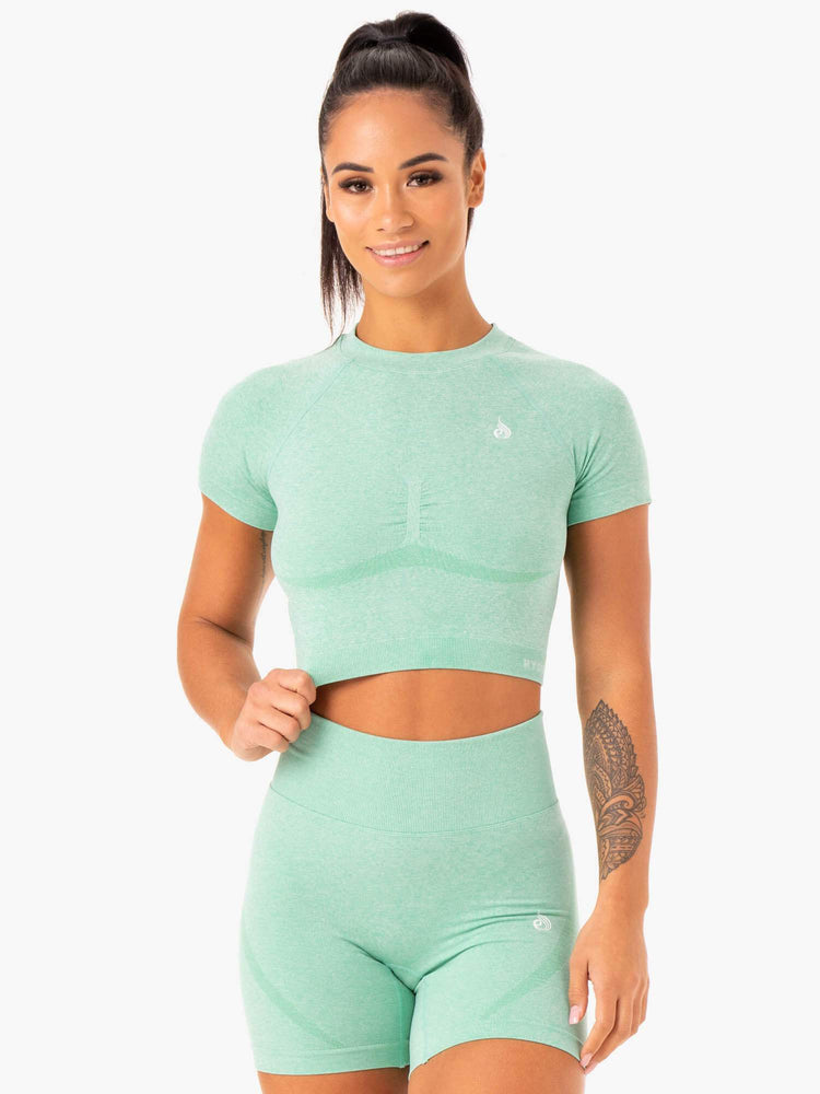 Camiseta Ryderwear Sculpt Seamless Mujer Verde Menta | GEHWR0369