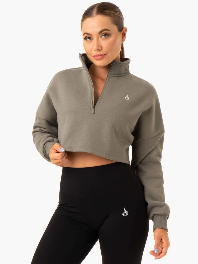 Jerséis Ryderwear Base Half Zip Mujer Kaki | UKBQT8703