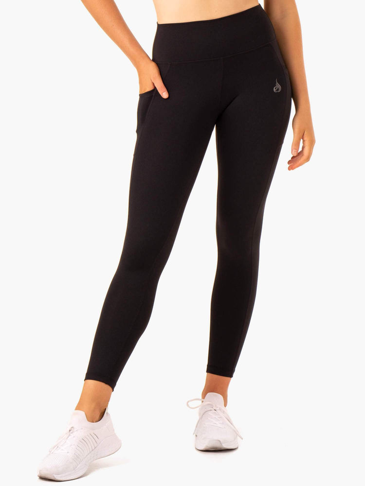 Leggins Ryderwear Action High Waisted Pocket Mujer Negros | ZFVDM3240