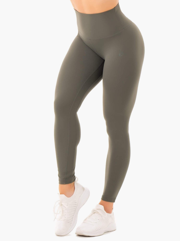 Leggins Ryderwear Nkd High Waisted Mujer Kaki | SOPNC8597