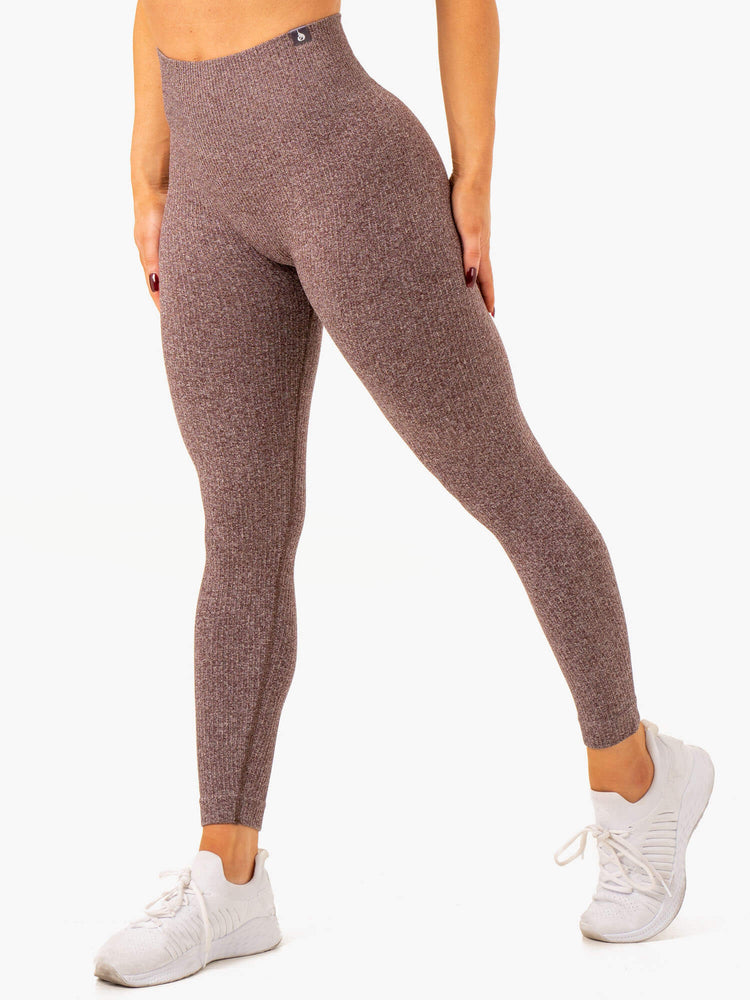 Leggins Ryderwear Rib Seamless Mujer Chocolate | KQDJP0746