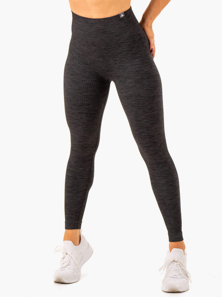Leggins Ryderwear Rib Seamless Mujer Negros | SWBXZ3794