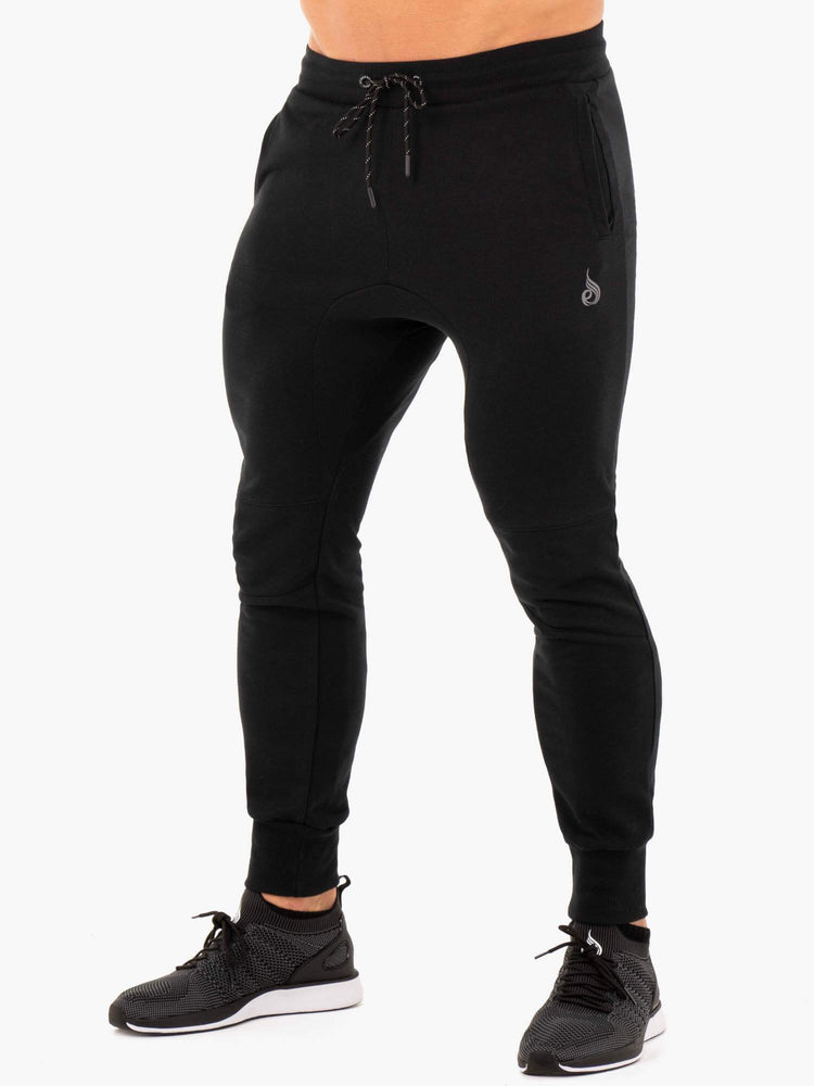 Pantalones Ryderwear Atléticos Fleece Pista Hombre Negros | XDGNM7035