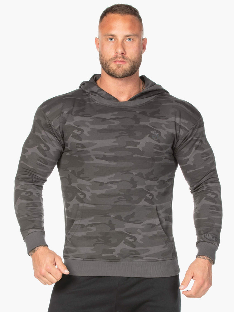 Sudadera Con Capucha Ryderwear Camo Pullover Hombre Negros | UTFLG5704
