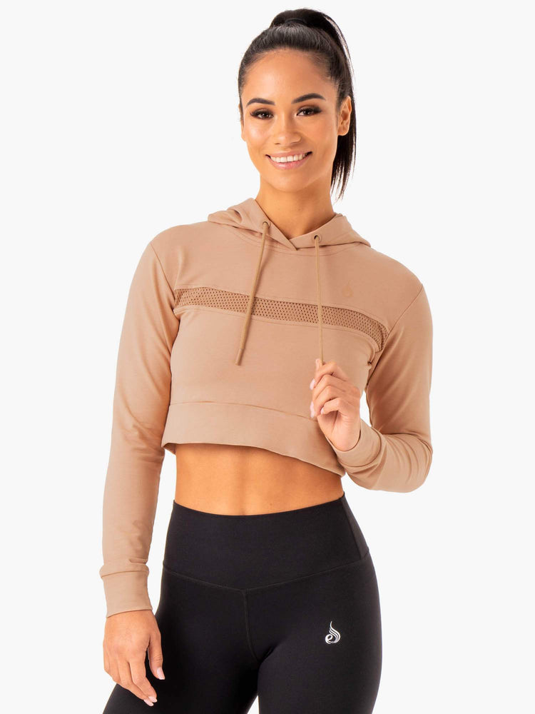 Sudadera Con Capucha Ryderwear Híbrido Fitted Mujer Marrom | NRDYA8470