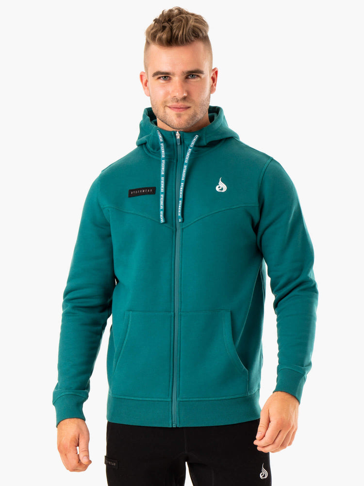 Sudadera Con Capucha Ryderwear Recharge Zip Up Hombre Turquesa | ICSOK1453