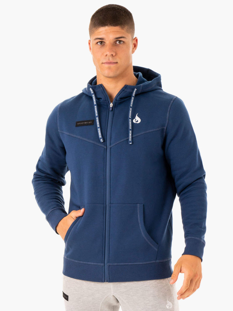 Sudadera Con Capucha Ryderwear Recharge Zip Up Hombre Azules | TDCUY7394