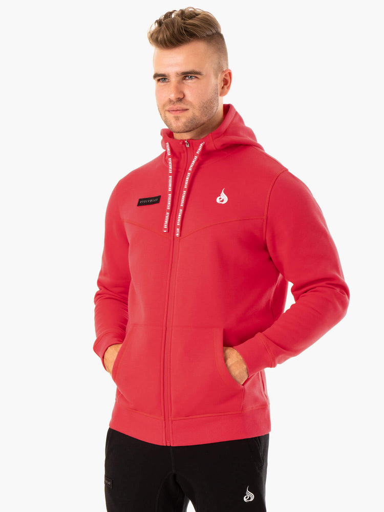 Sudadera Con Capucha Ryderwear Recharge Zip Up Hombre Rojos | TWFHO8570