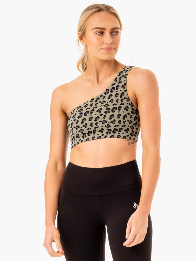 Sujetadores Deportivos Ryderwear Adapt One Shoulder Mujer Kaki | FEYHR7692
