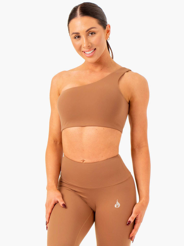 Sujetadores Deportivos Ryderwear Adapt One Shoulder Mujer Beige | PBIDQ1083