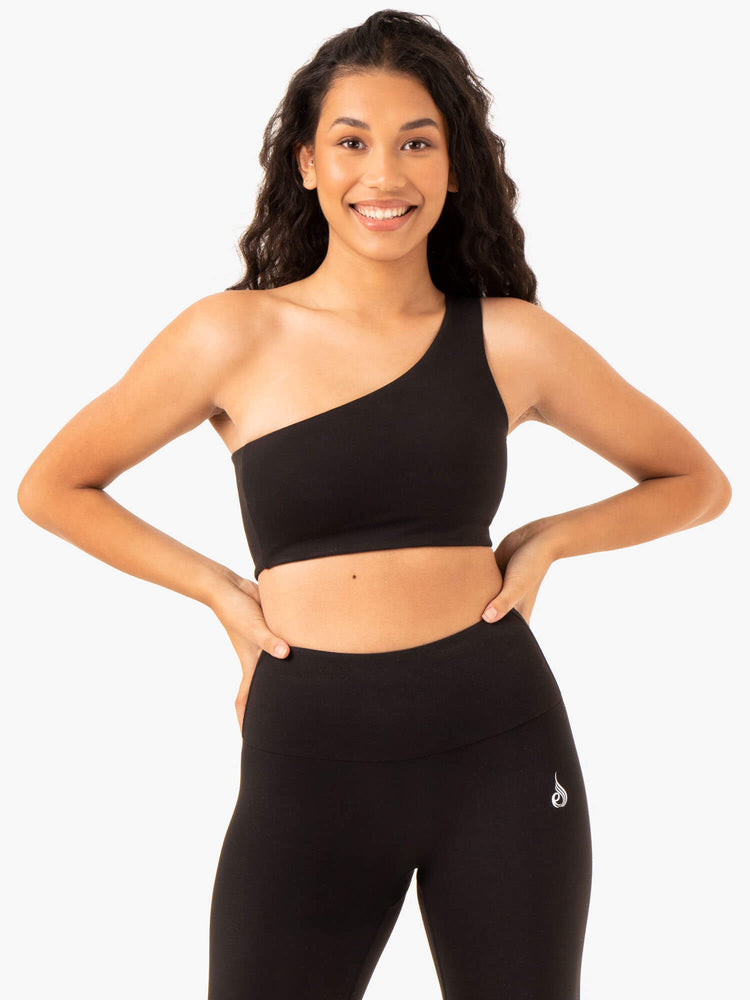 Sujetadores Deportivos Ryderwear Adapt One Shoulder Mujer Negros | UKHGA2705