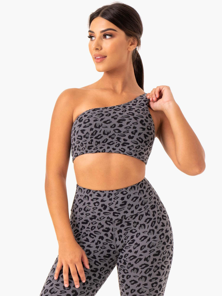 Sujetadores Deportivos Ryderwear Adapt One Shoulder Mujer Grises | WHRGZ2715
