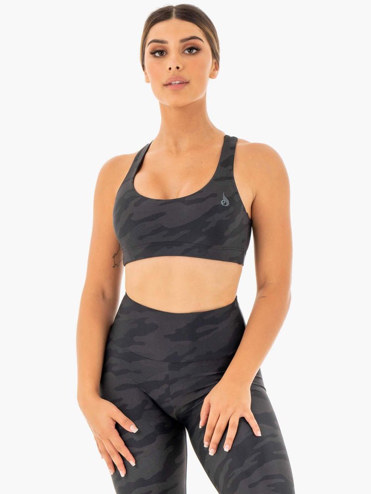 Sujetadores Deportivos Ryderwear Camo Mujer Negros | WUQZP1583
