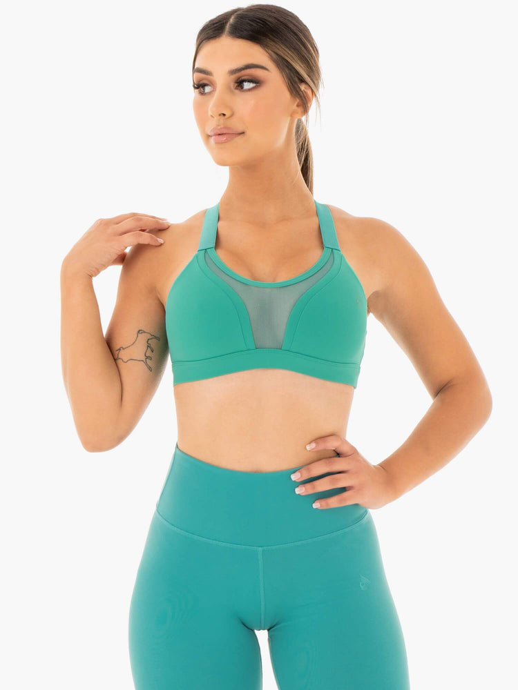 Sujetadores Deportivos Ryderwear Collide Mesh Contour Mujer Turquesa | LNOTS4362