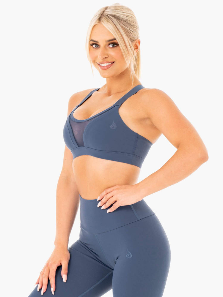 Sujetadores Deportivos Ryderwear Collide Mesh Contour Mujer Azules | XFNZJ6485