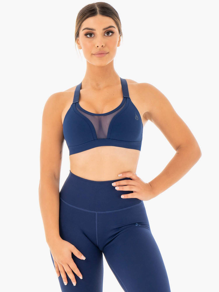 Sujetadores Deportivos Ryderwear Collide Mesh Contour Mujer Azul Marino | XMLNA4602