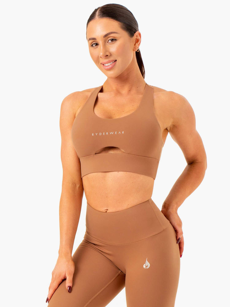 Sujetadores Deportivos Ryderwear Focus Contour Mujer Beige | WKAGB7360