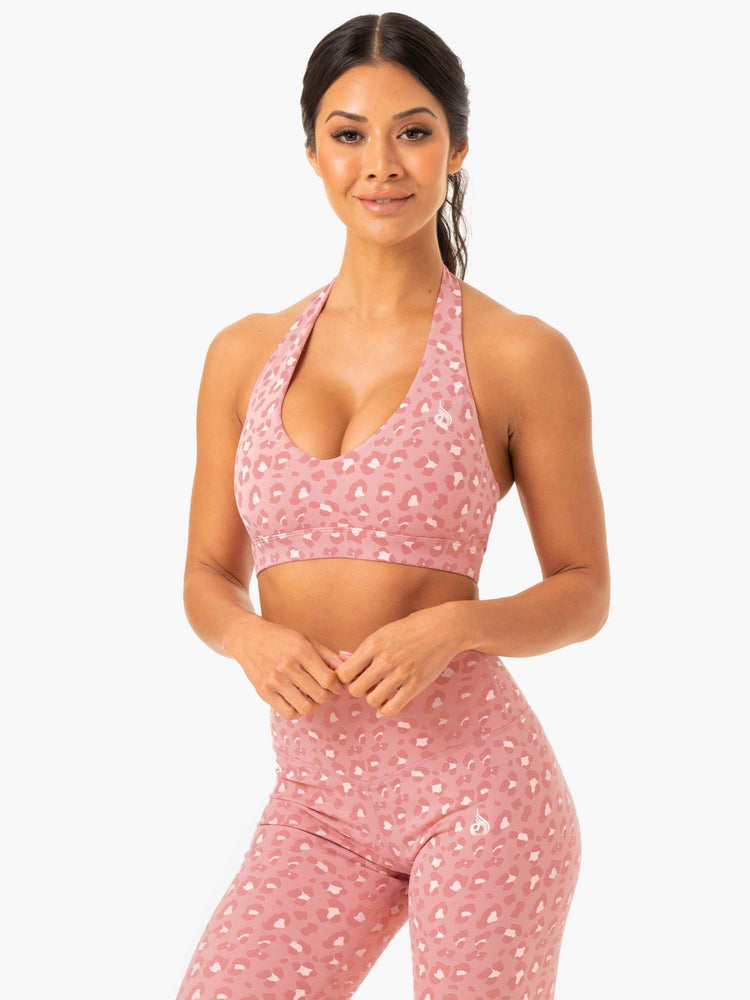 Sujetadores Deportivos Ryderwear Híbrido Halter Mujer Rosas | DJKAQ1635
