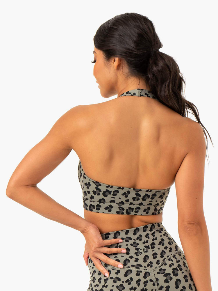 Sujetadores Deportivos Ryderwear Híbrido Halter Mujer Kaki | ZKRHU6321