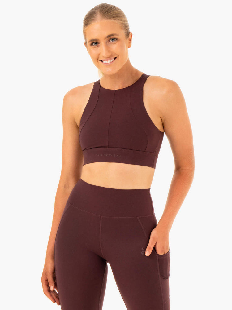 Sujetadores Deportivos Ryderwear Reset High Impact Mujer Chocolate | AOPUN3172
