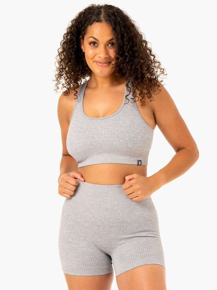Sujetadores Deportivos Ryderwear Rib Seamless Mujer Grises Claro | NDOQS5278