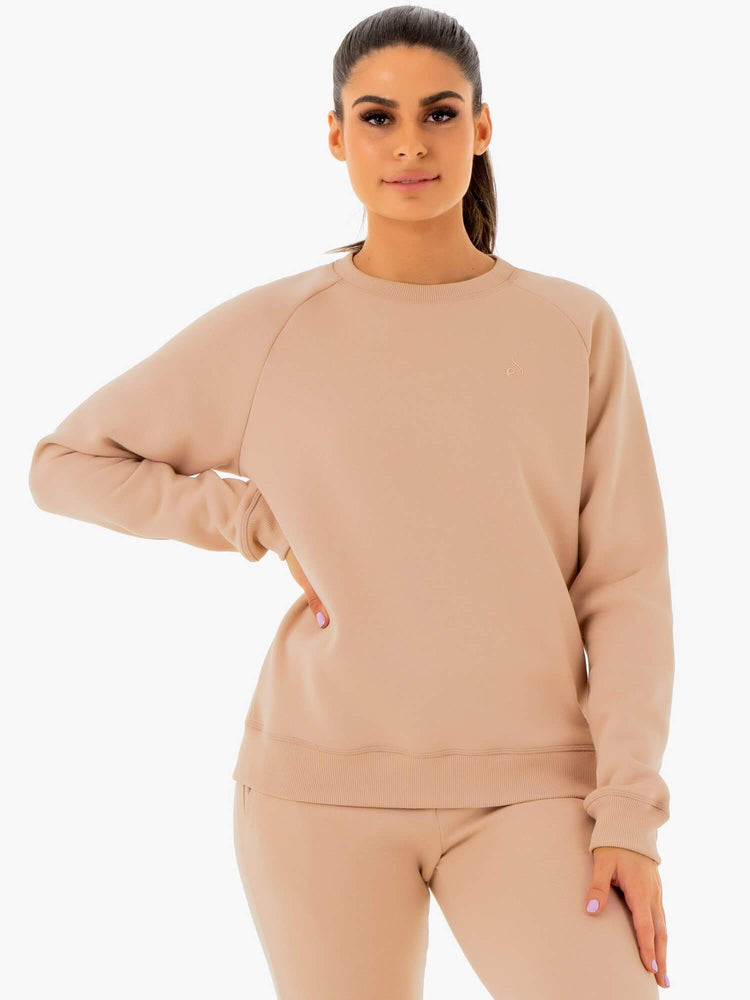 Suéteres Ryderwear Adapt Boyfriend Mujer Beige | BKGVN5178