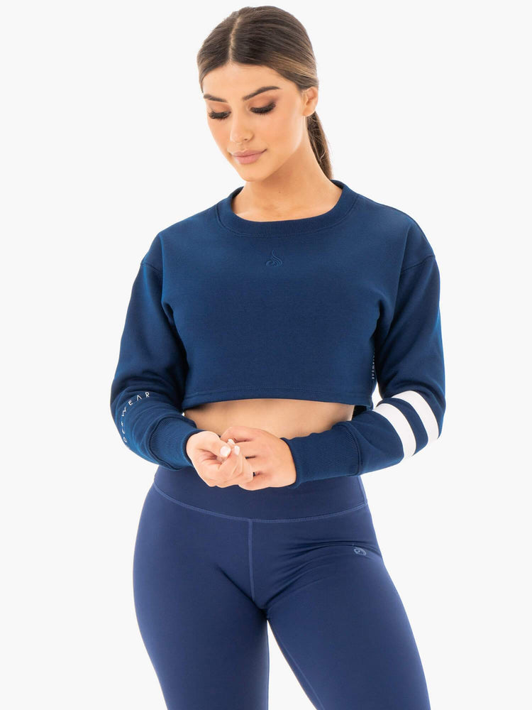 Suéteres Ryderwear Motion Cropped Mujer Azul Marino | WQOHP8103