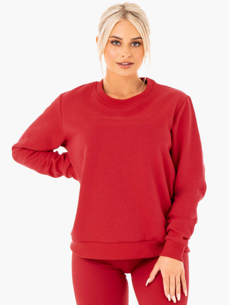 Suéteres Ryderwear Motion Oversized Mujer Rojos | KHLDE1894