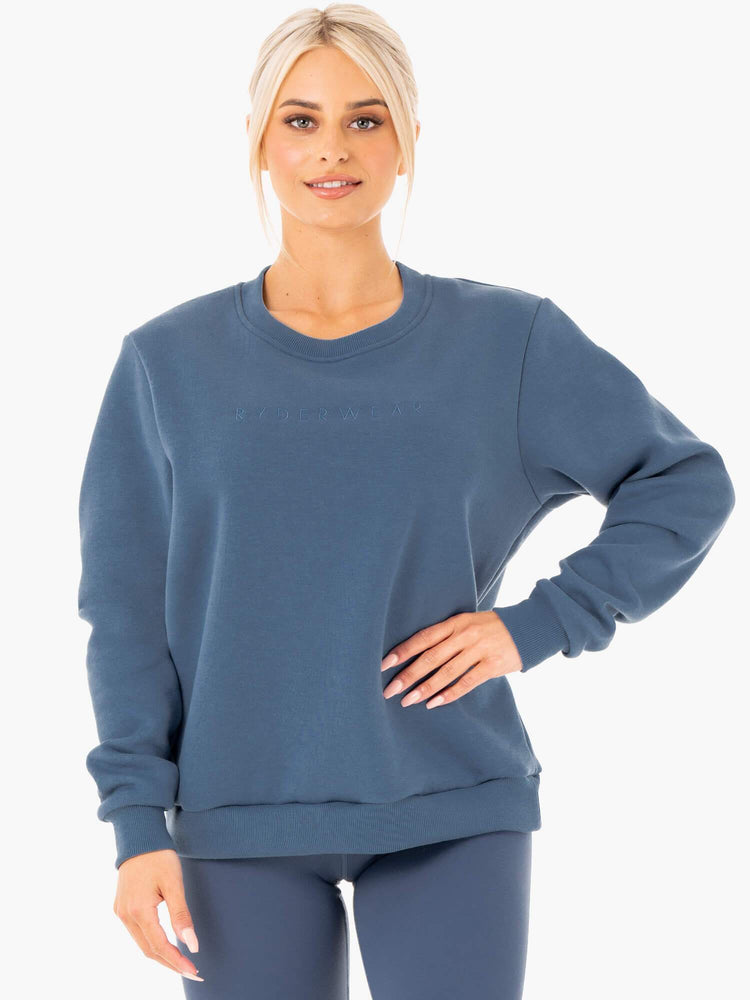 Suéteres Ryderwear Motion Oversized Mujer Azules | YVGBI5208