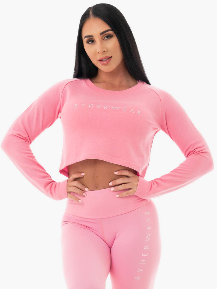 Suéteres Ryderwear Staples Cropped Mujer Rosas | LOYFD8712