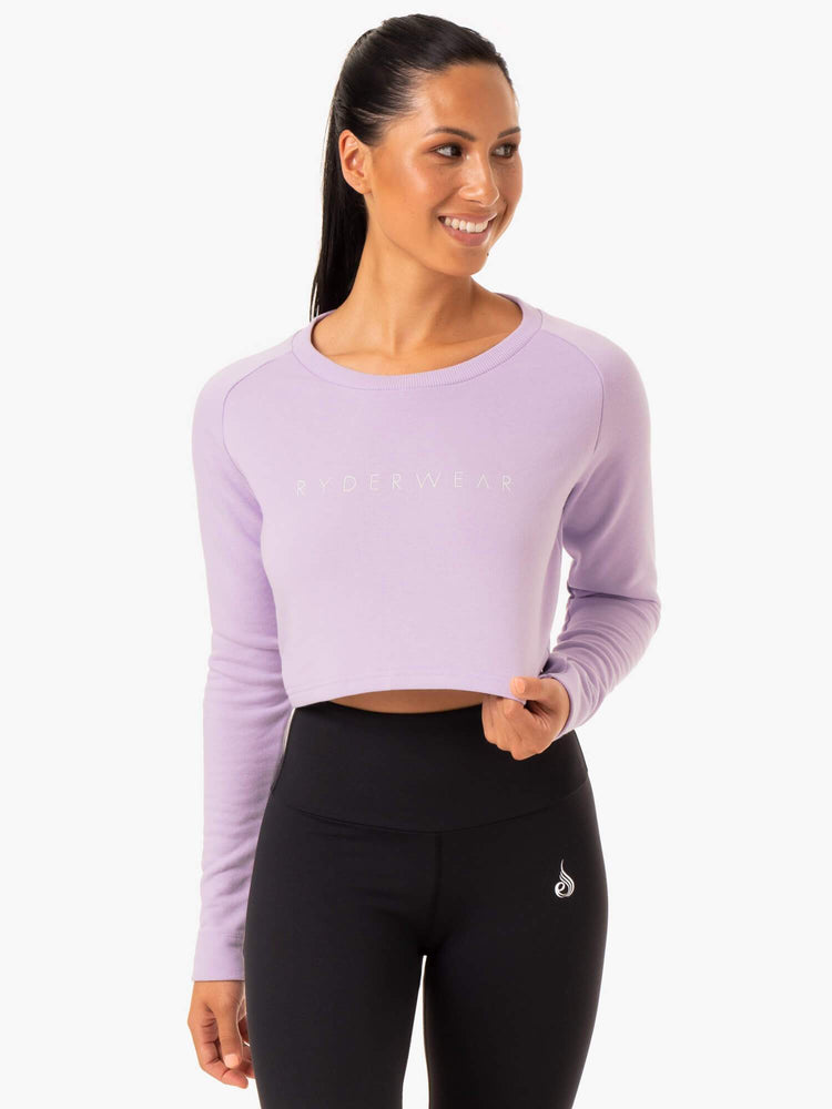 Suéteres Ryderwear Staples Cropped Mujer Morados | LRAEY7380