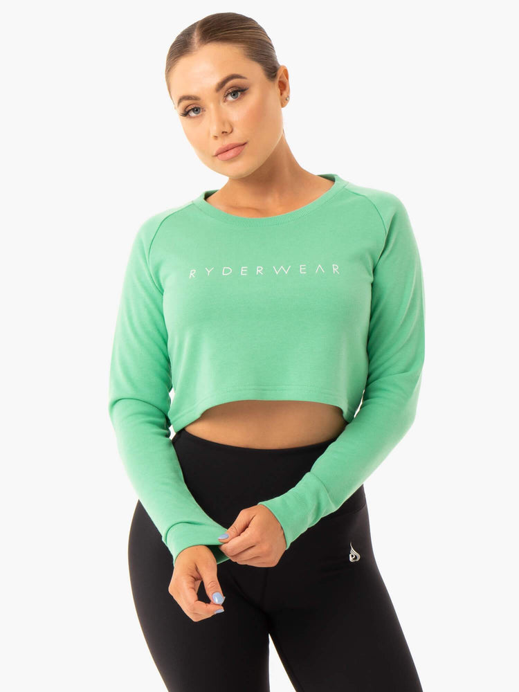 Suéteres Ryderwear Staples Cropped Mujer Verdes | ONESI6371
