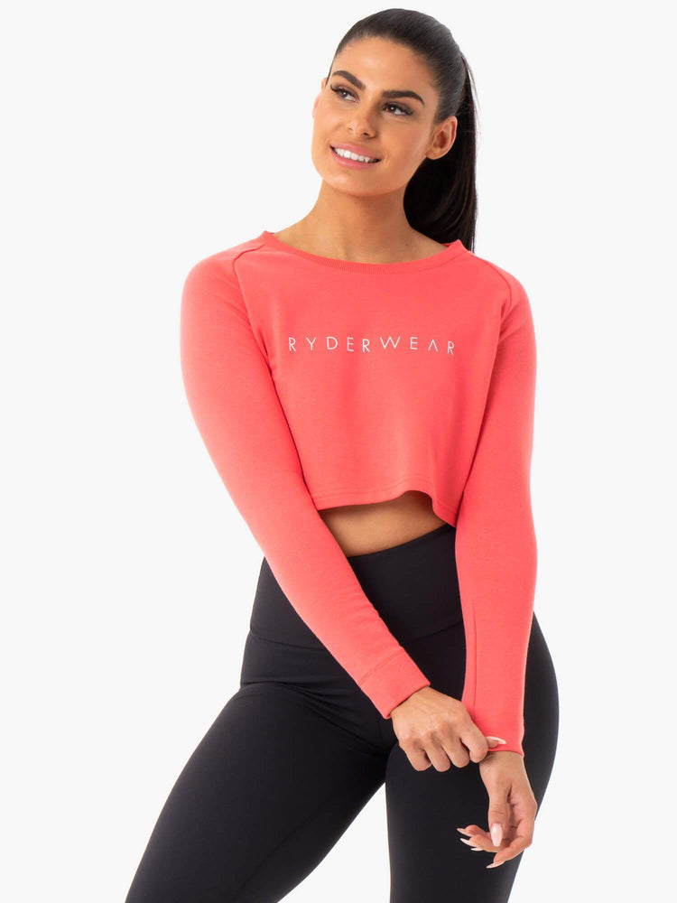 Suéteres Ryderwear Staples Cropped Mujer Coral | ZEFKH6019