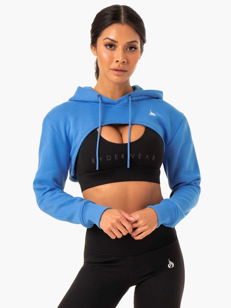 Suéteres Ryderwear Staples Super Crop Mujer Azules | EHSAB6089