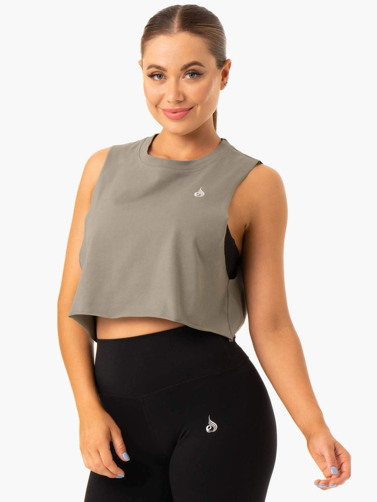 Tank Top Ryderwear Base Muscle Mujer Kaki | FPEMB2691