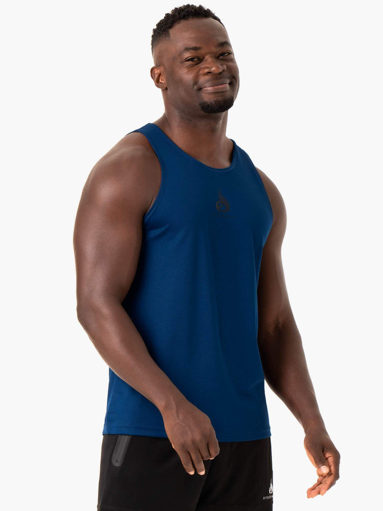 Tank Top Ryderwear Heighten Mesh Regular Hombre Azules | LSVCG8013